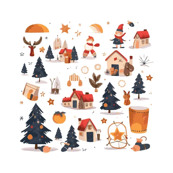 Basit düz dizayn Noel arifesi karikatür elementi arka plan, şablon için beyaz arkaplan izole ettik.