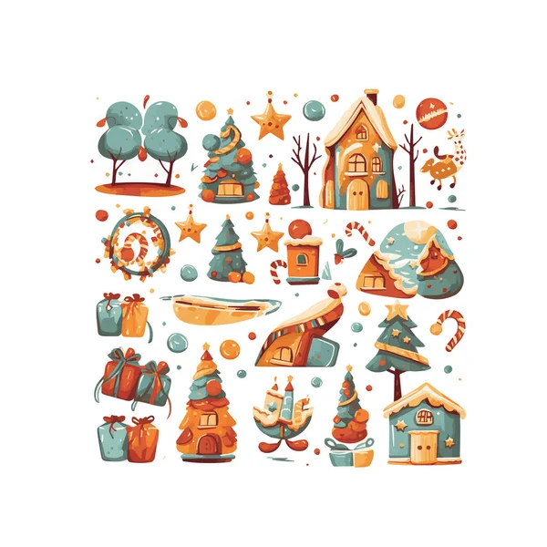 Diseño Plano Simple Víspera Navidad Ilustración Elemento Dibujos Animados Aislado Vector De Stock