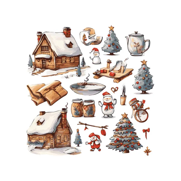 Diseño Plano Simple Víspera Navidad Ilustración Elemento Dibujos Animados Aislado Ilustraciones De Stock Sin Royalties Gratis