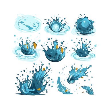 Basit su sıçrama tasarımı, izole edilmiş beyaz arkaplan elementleri