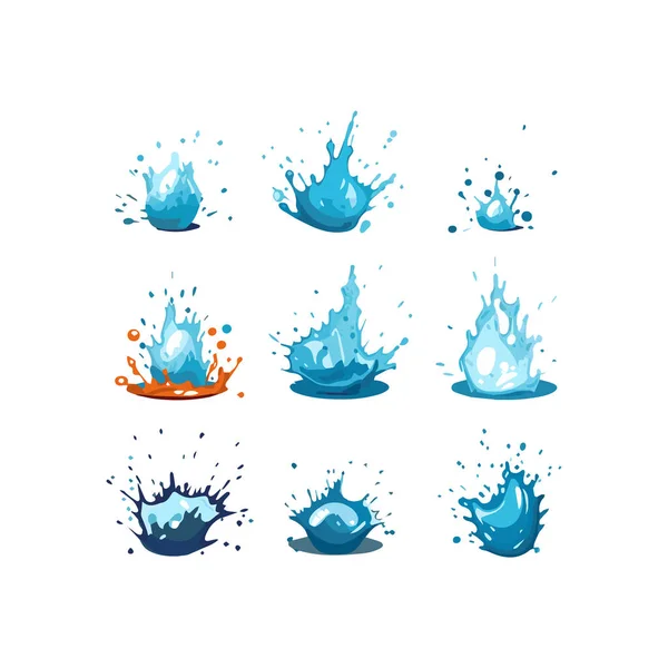 Simple Water Splash Illustration Design Elements Isolated White Background — Stock Vector