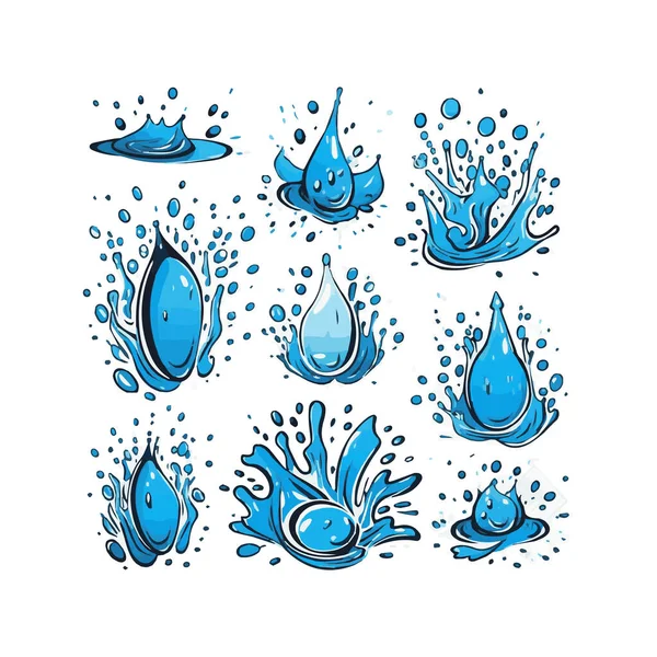 Prosty Projekt Splash Wody Ilustracji Elementy Izolowane Białe Tło — Wektor stockowy