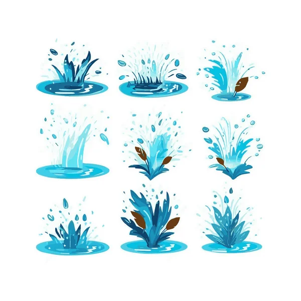 Простий Дизайн Ілюстрації Водяних Бризок Елементи Ізольовані Білий Фон — стоковий вектор