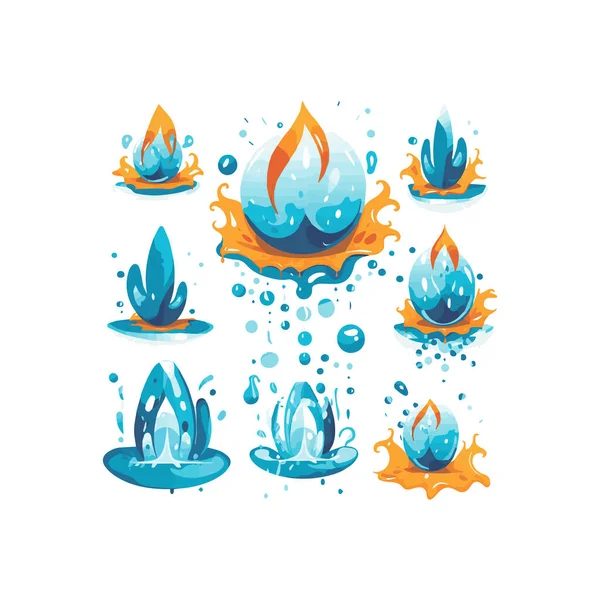 Einfache Wasser Splash Illustration Design Elemente Isoliert Weißen Hintergrund — Stockvektor