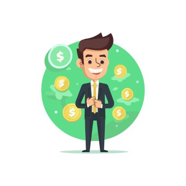 Altın sikke düz ikon. Dolar parası. Dolar işaretli sikke. Para sembolü. Amerikan parası. Vektör illüstrasyonu.