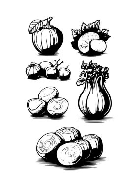 Sebze resimleme izole edilmiş beyaz arkaplan