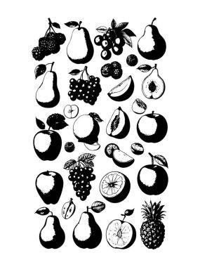 Meyve tasarımı resimleme simgesi beyaz arkaplanda izole edildi