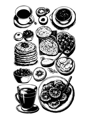 vektör kahvaltısı ve sabah simgesi