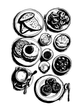 vektör kahvaltısı ve sabah simgesi