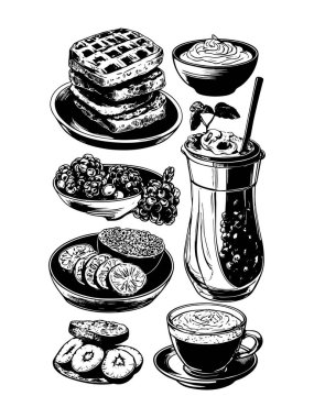 vektör kahvaltısı ve sabah simgesi