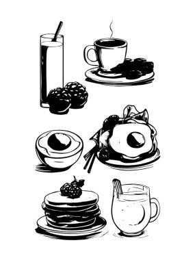 vektör kahvaltısı ve sabah simgesi