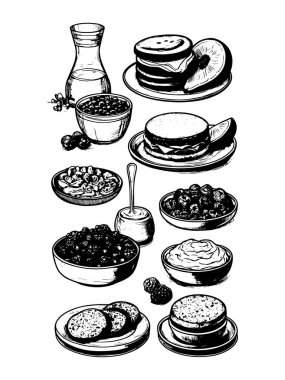 vektör kahvaltısı ve sabah simgesi