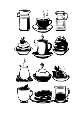 vektör kahvaltısı ve sabah simgesi