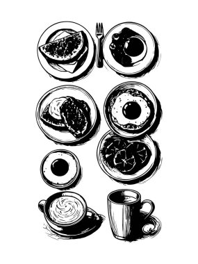 vektör kahvaltısı ve sabah simgesi