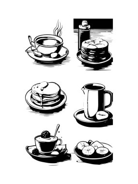 vektör kahvaltısı ve sabah simgesi