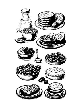 vektör kahvaltısı ve sabah simgesi