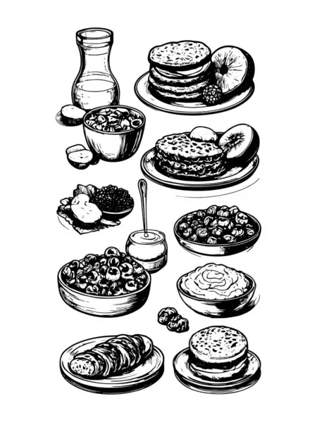 vektör kahvaltısı ve sabah simgesi