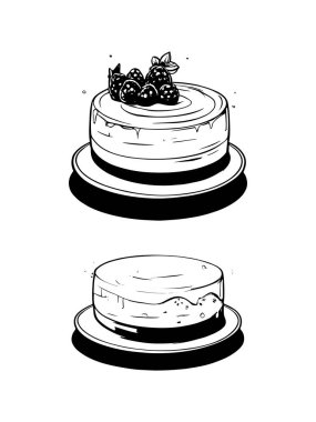 Pasta ile ilgili simgeler: ince vektör simgesi seti, siyah ve beyaz kit