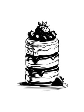 Pasta ile ilgili simgeler: ince vektör simgesi seti, siyah ve beyaz kit