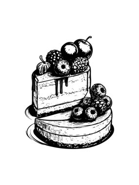 Pasta ile ilgili simgeler: ince vektör simgesi seti, siyah ve beyaz kit