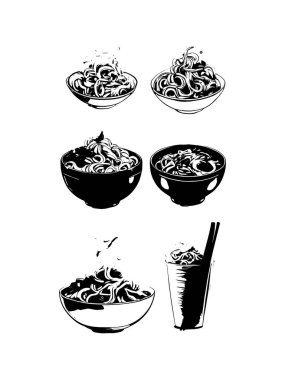 şehriye eli çizilmiş karalama çizim vektör kümesi