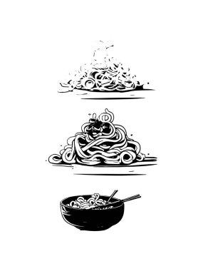 şehriye eli çizilmiş karalama çizim vektör kümesi