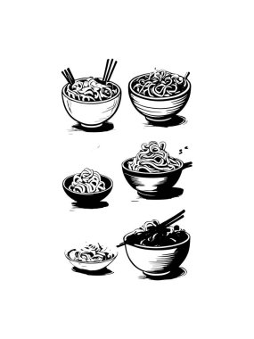 şehriye eli çizilmiş karalama çizim vektör kümesi