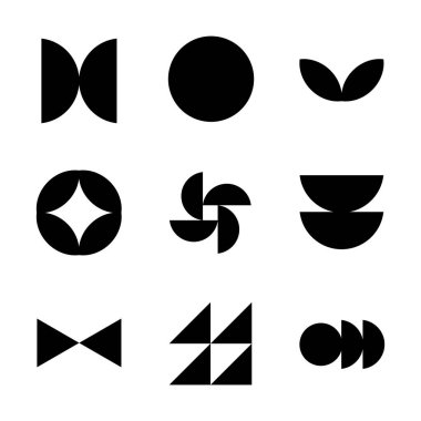 Acımasız geometrik şekiller ve ızgaralar. Vahşi çağdaş yıldız oval spiral çiçek ve diğer ilkel elementler. İsviçre tasarım estetiği. Bauhaus memphis tasarımı.
