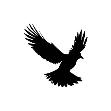 Beyaz arka planda izole edilmiş kuş silueti vektör çizimi, logo tasarımı, sanat projeleri ve grafik tasarımı için mükemmel. Çeşitli pozisyonlar, uçma, tüneme. Küme demetinde basit tasarım 