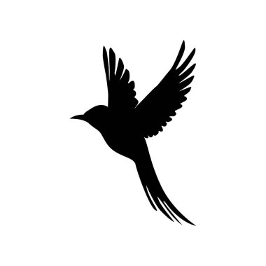 Beyaz arka planda izole edilmiş kuş silueti vektör çizimi, logo tasarımı, sanat projeleri ve grafik tasarımı için mükemmel. Çeşitli pozisyonlar, uçma, tüneme. Küme demetinde basit tasarım 