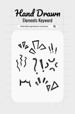 Karakter duyguları için manga çizgi ifade biçimi ögeleri. El çizimi basit ögeler ayarlandı. Grunge karalama çizgileri, ikonlar, vurgu, konuşma baloncukları, oklar ve şekiller. Vektör illüstrasyonu beyaz arkaplanda izole edildi.