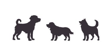 Köpek siyah siluet vektör sanat Illustration beyaz arka plan, izole köpekler beyaz arka plan. Köpekler siluetleri. Vektör EPS 10.