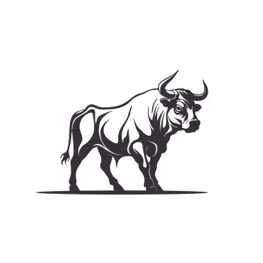 Boğa siyah siluet vektör sanatı beyaz arkaplan, boğa siyah ve beyaz vektör illüstrasyonu