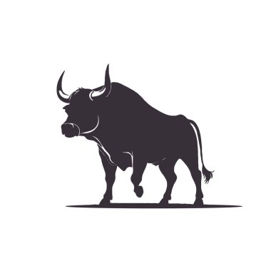 Boğa siyah siluet vektör sanatı beyaz arkaplan, boğa siyah ve beyaz vektör illüstrasyonu