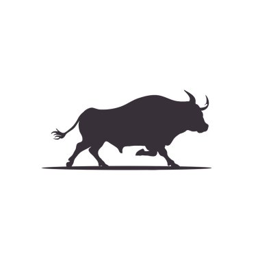 Boğa siyah siluet vektör sanatı beyaz arkaplan, boğa siyah ve beyaz vektör illüstrasyonu