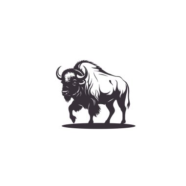 Bison silhouette. simple flat color elegant white background vector and animal illustration Bison. simple design animal wild clipart