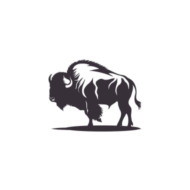 Bison silhouette. simple flat color elegant white background vector and animal illustration Bison. simple design animal wild clipart