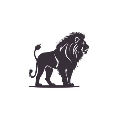 Lion Silhouette illustration Vector design white Background, Vector Illustrations Majestic Lion Silhouette mascot. clipart