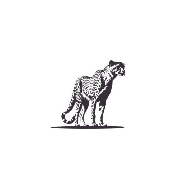 Çita siluetleri vektör tasarımı, çita siyah siluet vektör sanatı beyaz arkaplanlı illüstrasyon