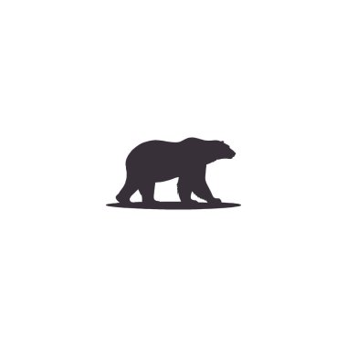 Beyaz arkaplanda izole edilmiş vektör ayı silueti Bear simgesi modern logosu, Vektör illüstrasyon logosu ayı silueti