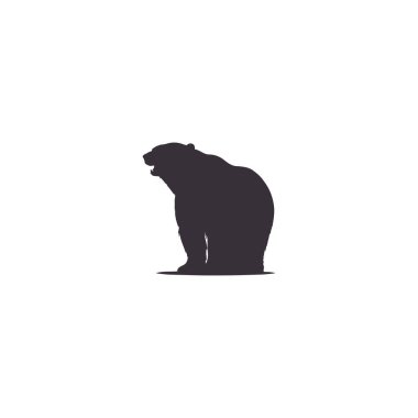 Beyaz arkaplanda izole edilmiş vektör ayı silueti Bear simgesi modern logosu, Vektör illüstrasyon logosu ayı silueti
