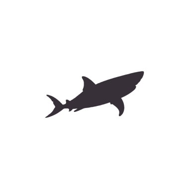 İzole edilmiş arkaplanda köpekbalığı silueti düz çizimi