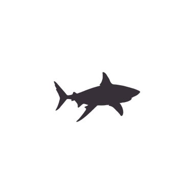 İzole edilmiş arkaplanda köpekbalığı silueti düz çizimi