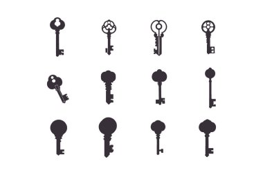 Modern Anahtar Siluetleri, Vektör illüstrasyonu Basit tasarım silueti