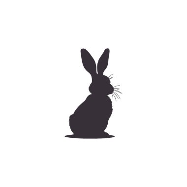 Beyaz arka planda siluet tavşan. Evcil hayvanlar ve çiftlik hayvanları koleksiyonu. Simge vektör illüstrasyonu.