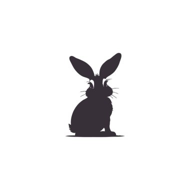 Beyaz arka planda siluet tavşan. Evcil hayvanlar ve çiftlik hayvanları koleksiyonu. Simge vektör illüstrasyonu.