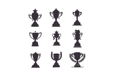 Ganimet silueti, parlak ve keskin. Şampiyonluk kupası stil olarak özetlenmiş. Zafer Simgesi vektör formunda. İkonik kazanan kupa illüstrasyonu. Zafer kupasının silueti. Şampiyonluk ödülü. Zaferin sembolü.