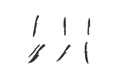 Bıçak ikonu çizimi. Siyah beyaz bıçak ikonu seti. Stok vektör koleksiyonu.