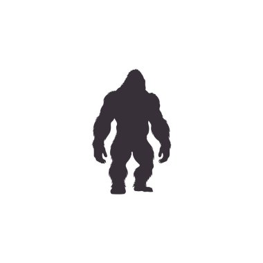 Siluetler goril hayvan ikonu vektör illüstrasyonunu ayarladı. Beyaz arkaplanda izole.