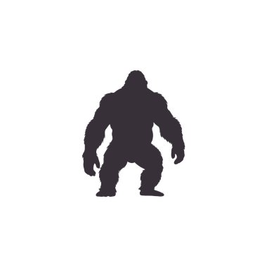 Siluetler goril hayvan ikonu vektör illüstrasyonunu ayarladı. Beyaz arkaplanda izole.